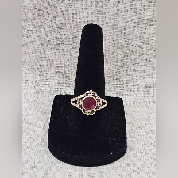 925 Sterling Silver Jewelry - Sterling Silver Ruby Ring 7